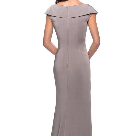 NWT La Femme 26523SC Satin Mother of the Bride Dress Pewter Size 6 - Picture 3 of 8